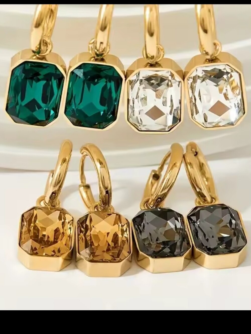 Trendy Square Stainless Steel Zirconia Earrings